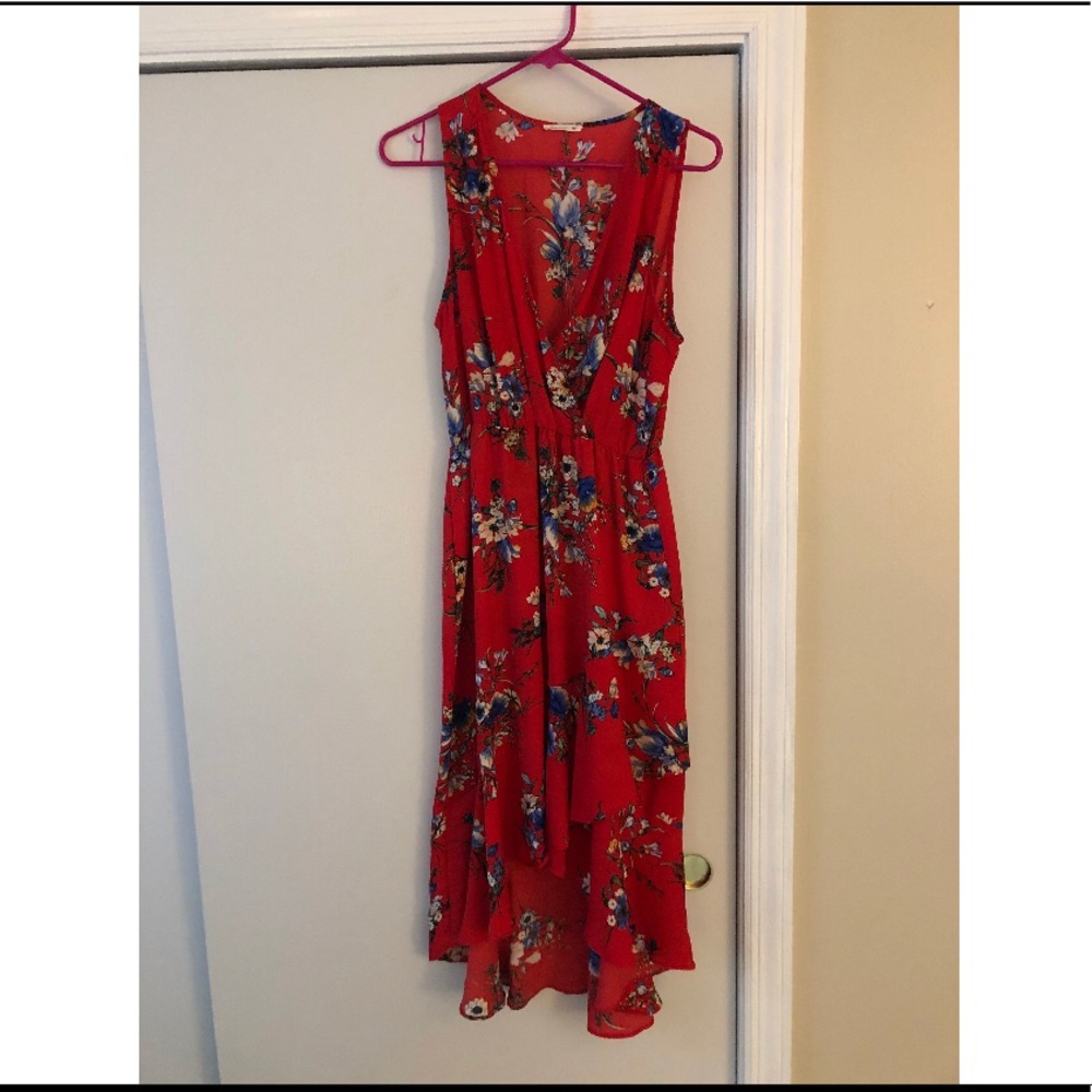 Red Floral HiLo Dress